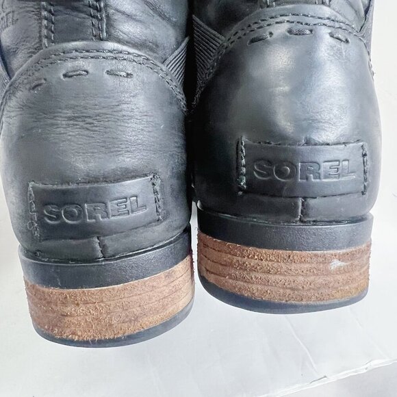 Sorel Emelie H2O Chelsea Boot Black Leather Waterproof Ankle Bootie Size 9 - Picture 10 of 10